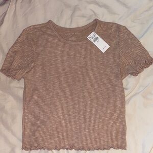American Eagle Outfitters Tan Ribbed Top